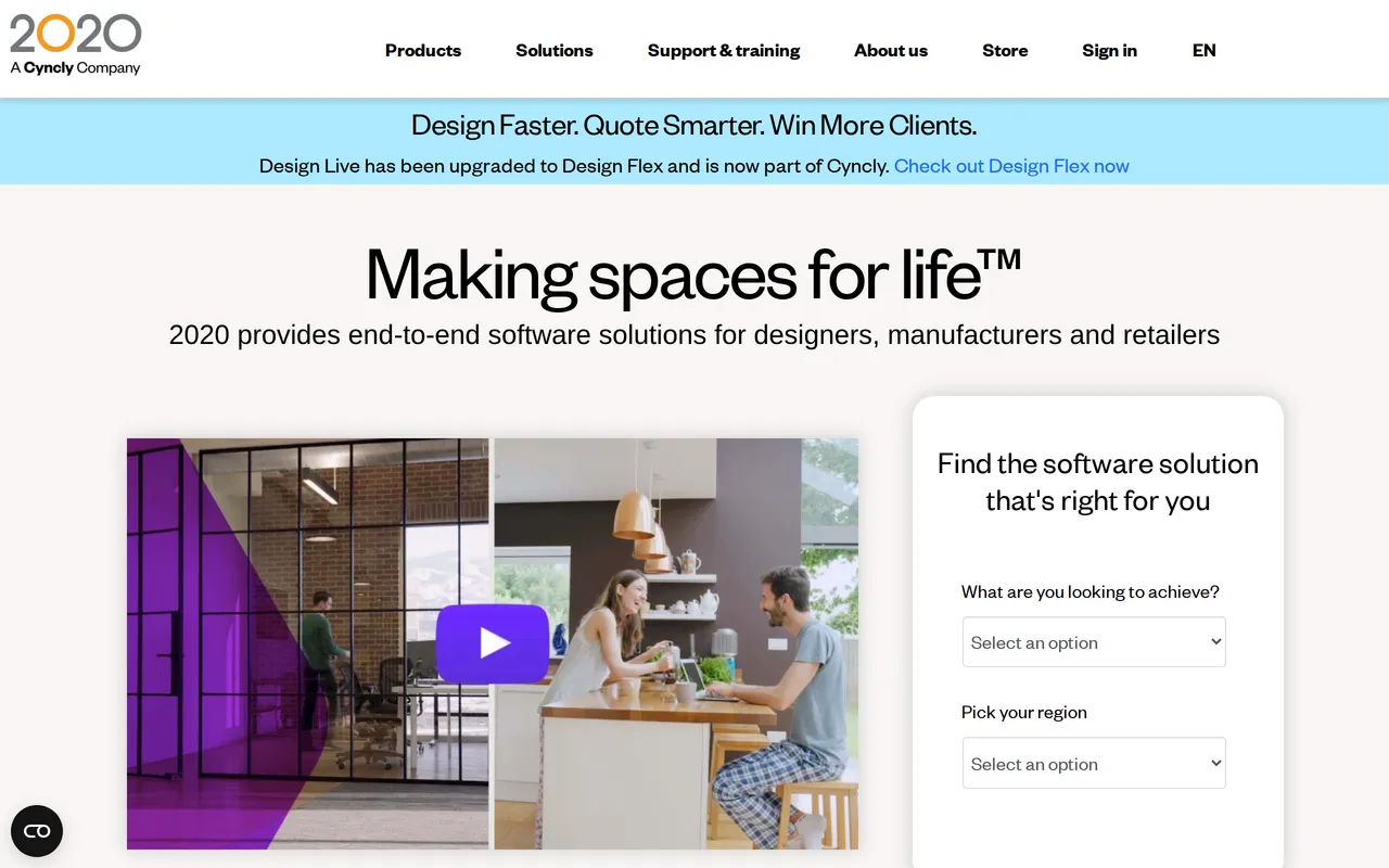 2020 Design Live home page screenshot