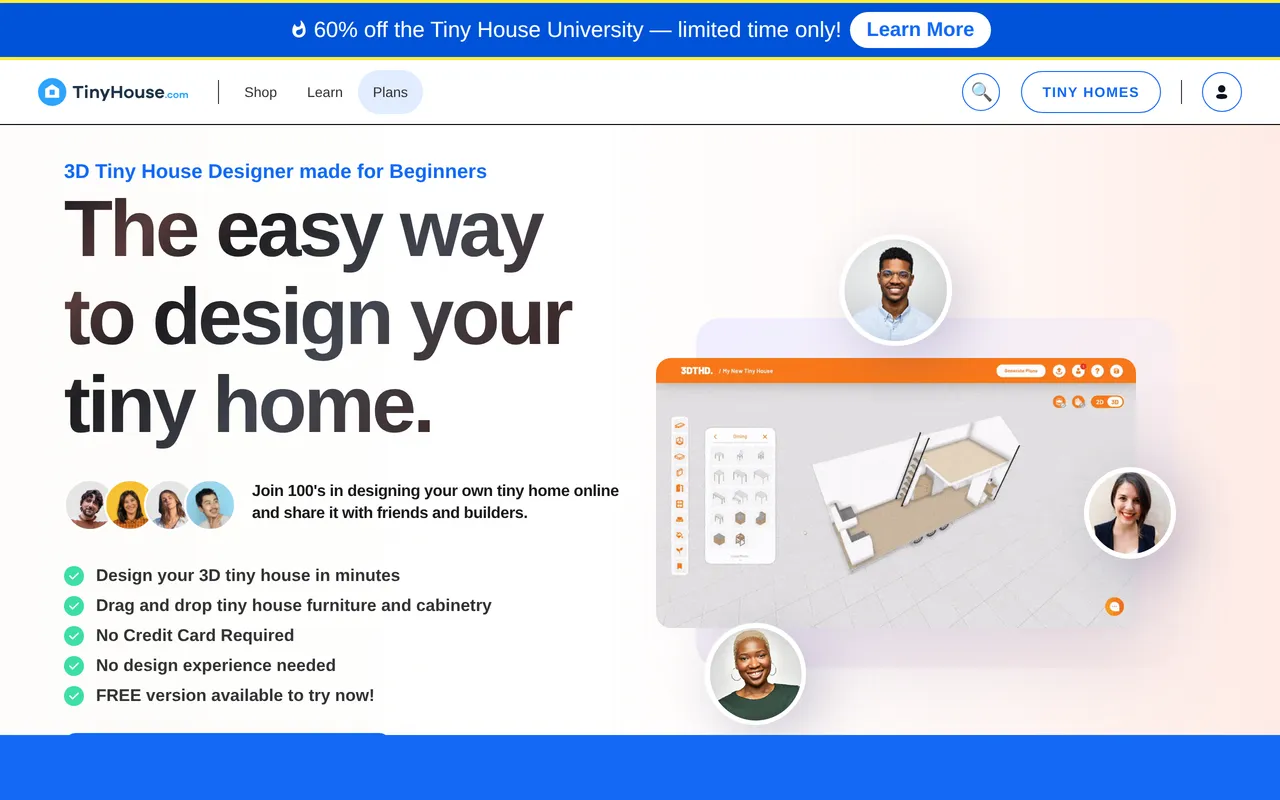 3D Tiny House Designer home page screenshot