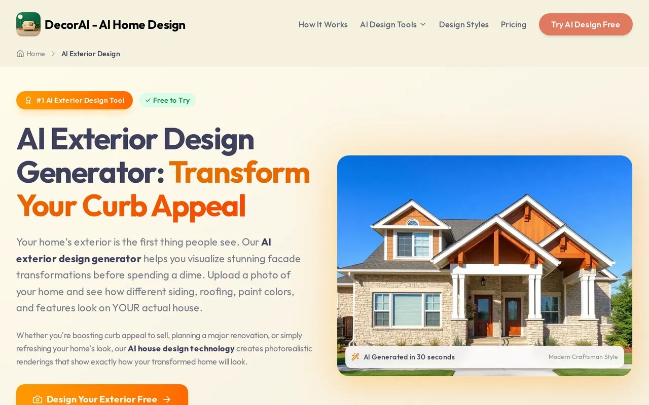 AI Home Design home page screenshot