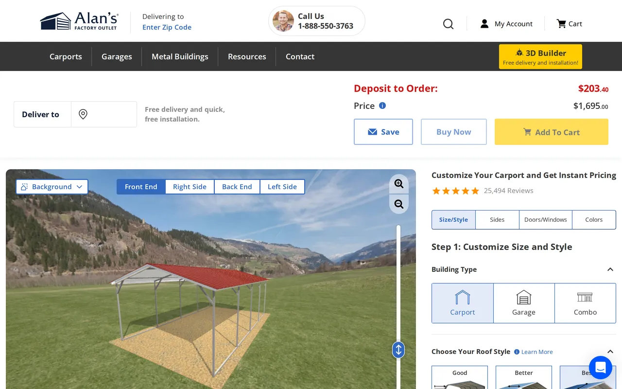 Alan's Factory Outlet 3D Builder home page screenshot