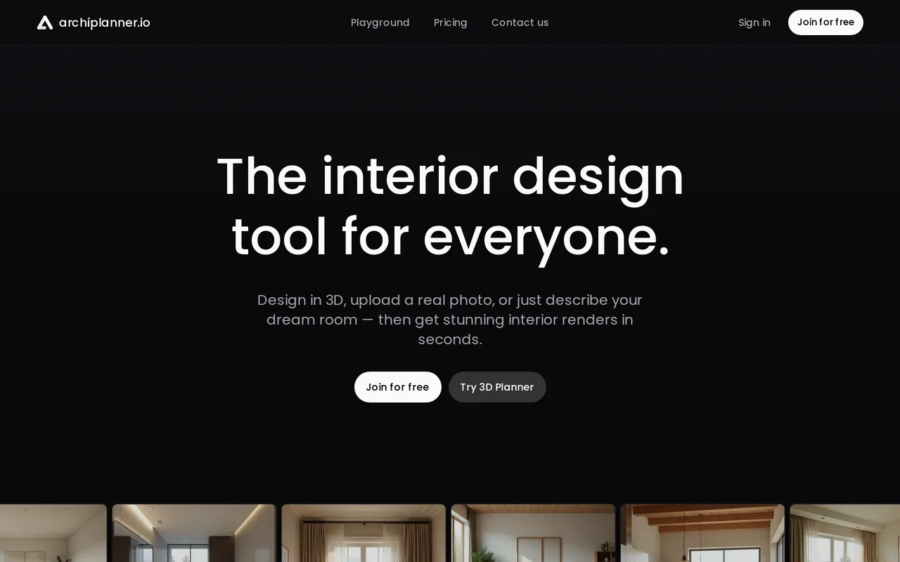 ArchiPlanner home page screenshot
