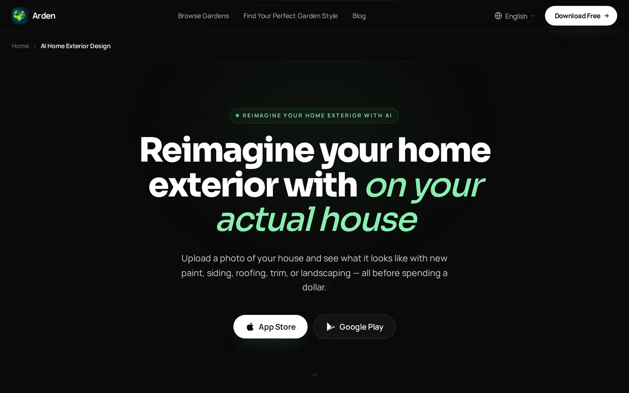 Arden home page screenshot