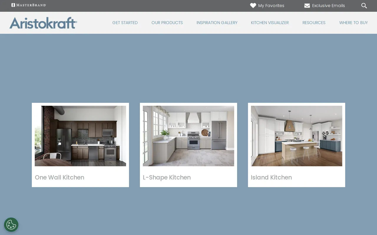 Aristokraft Kitchen Visualizer home page screenshot
