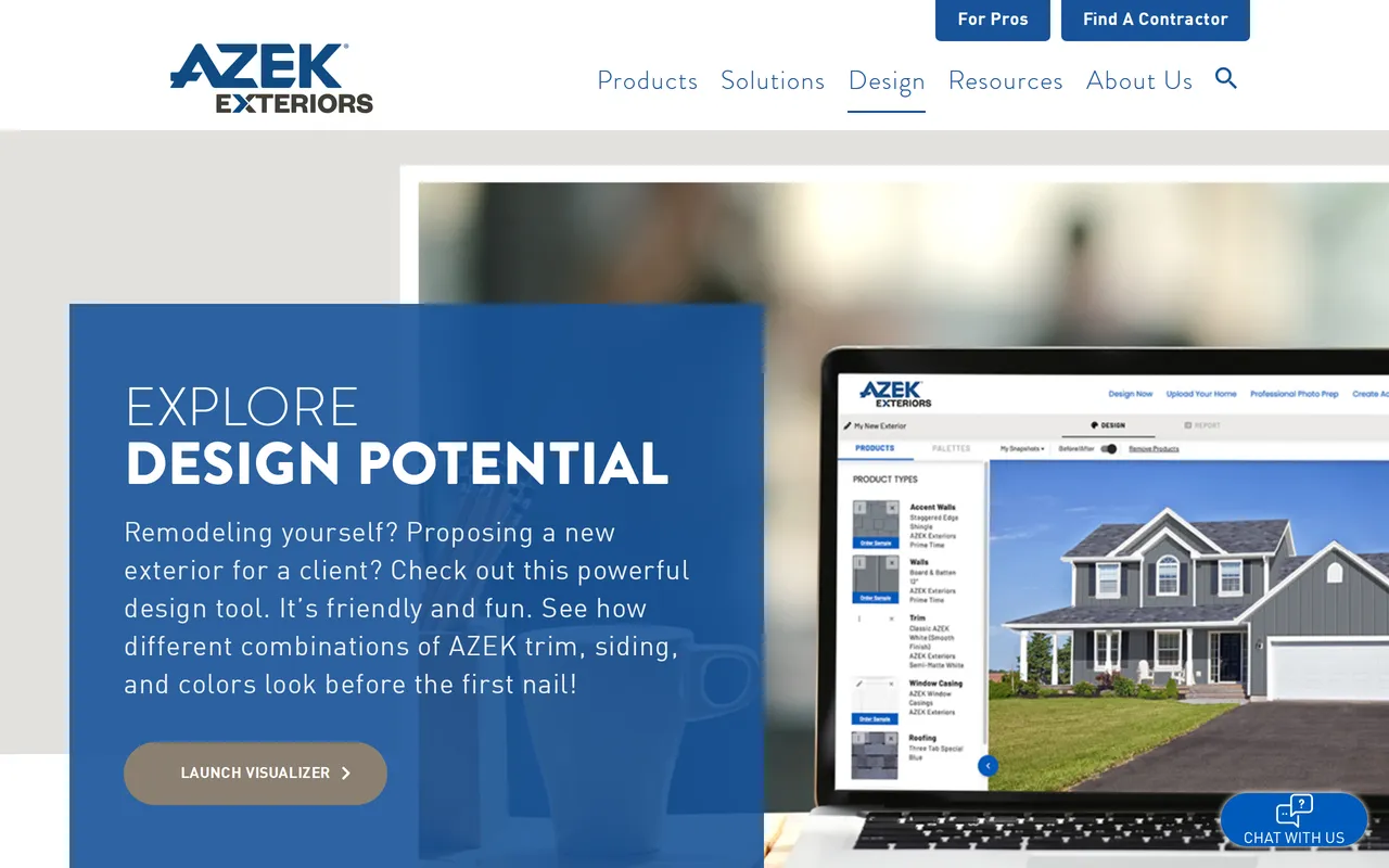 AZEK Exteriors Home Visualizer home page screenshot