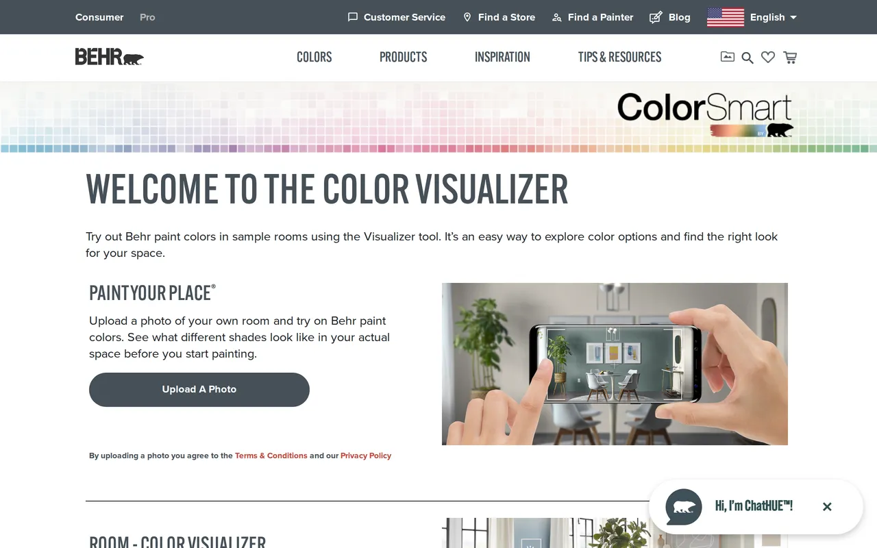 Behr Paint Your Place home page screenshot