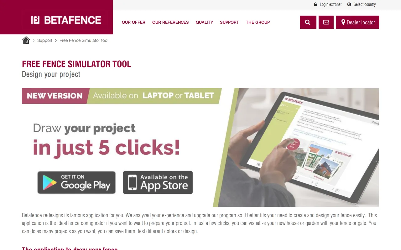 Betafence Fence Simulator home page screenshot