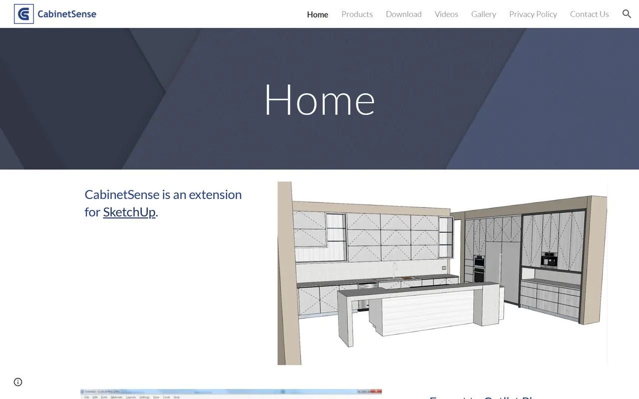 CabinetSense home page screenshot