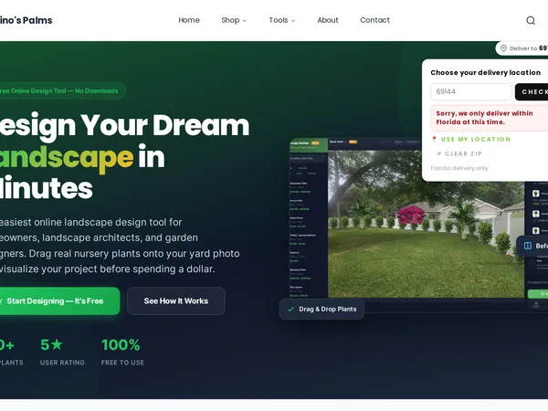 Dino's Palms Landscape Design Tool screenshot