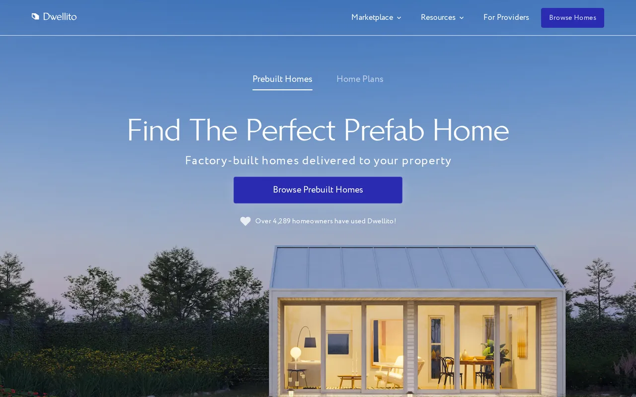 Dwellito home page screenshot