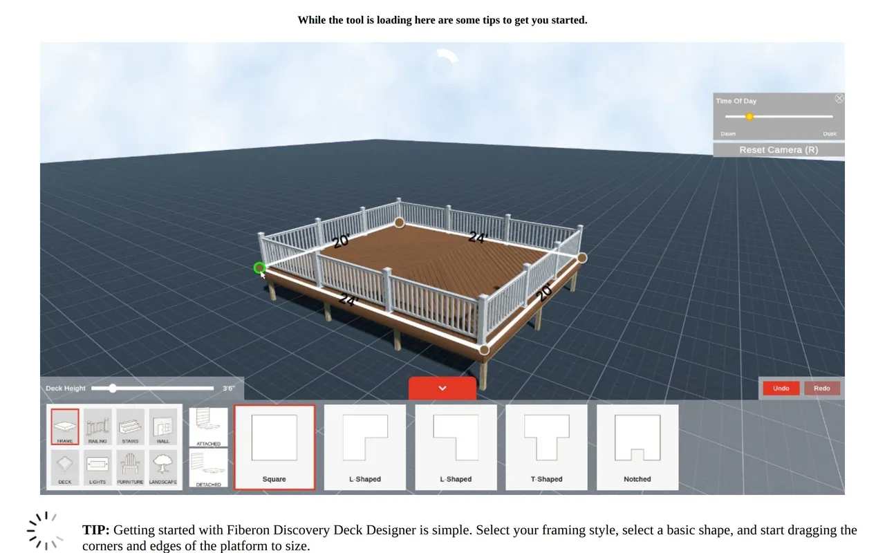 Fiberon Discovery Deck Designer home page screenshot