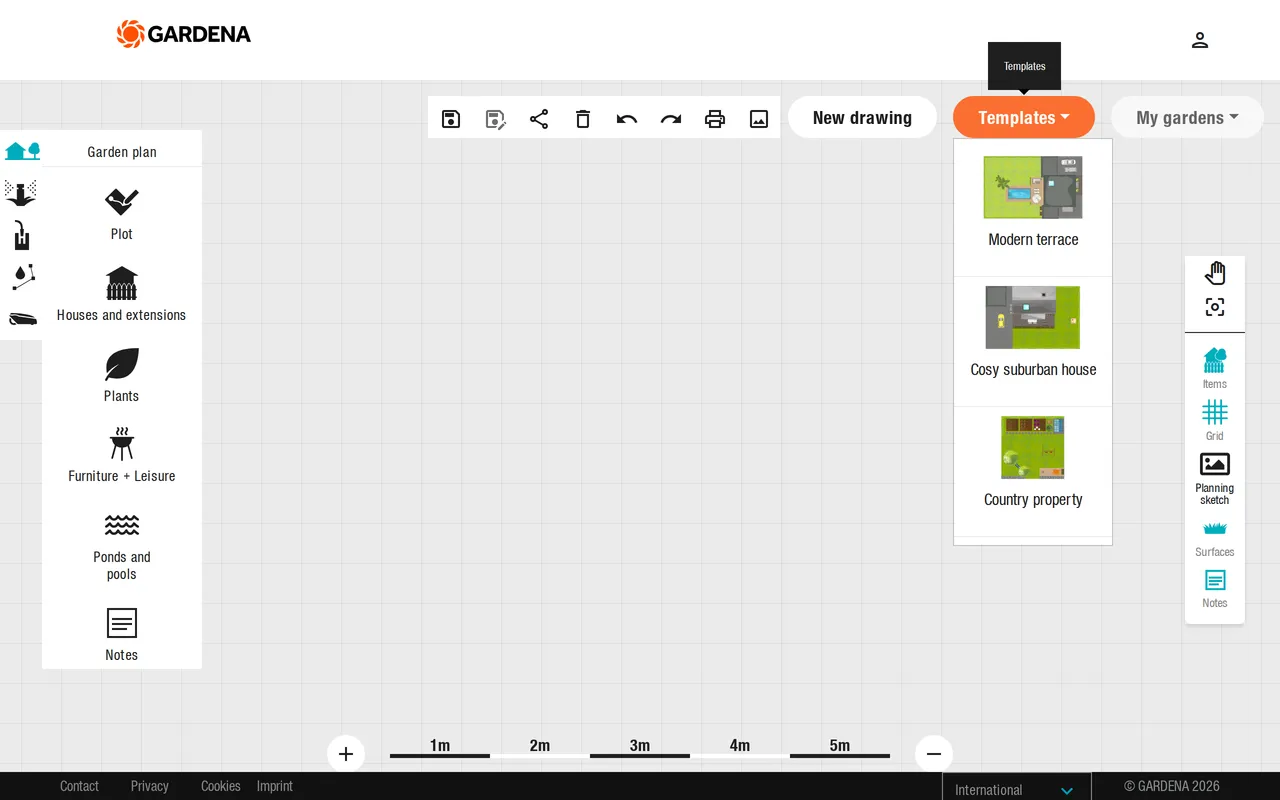 GARDENA myGarden Planner home page screenshot