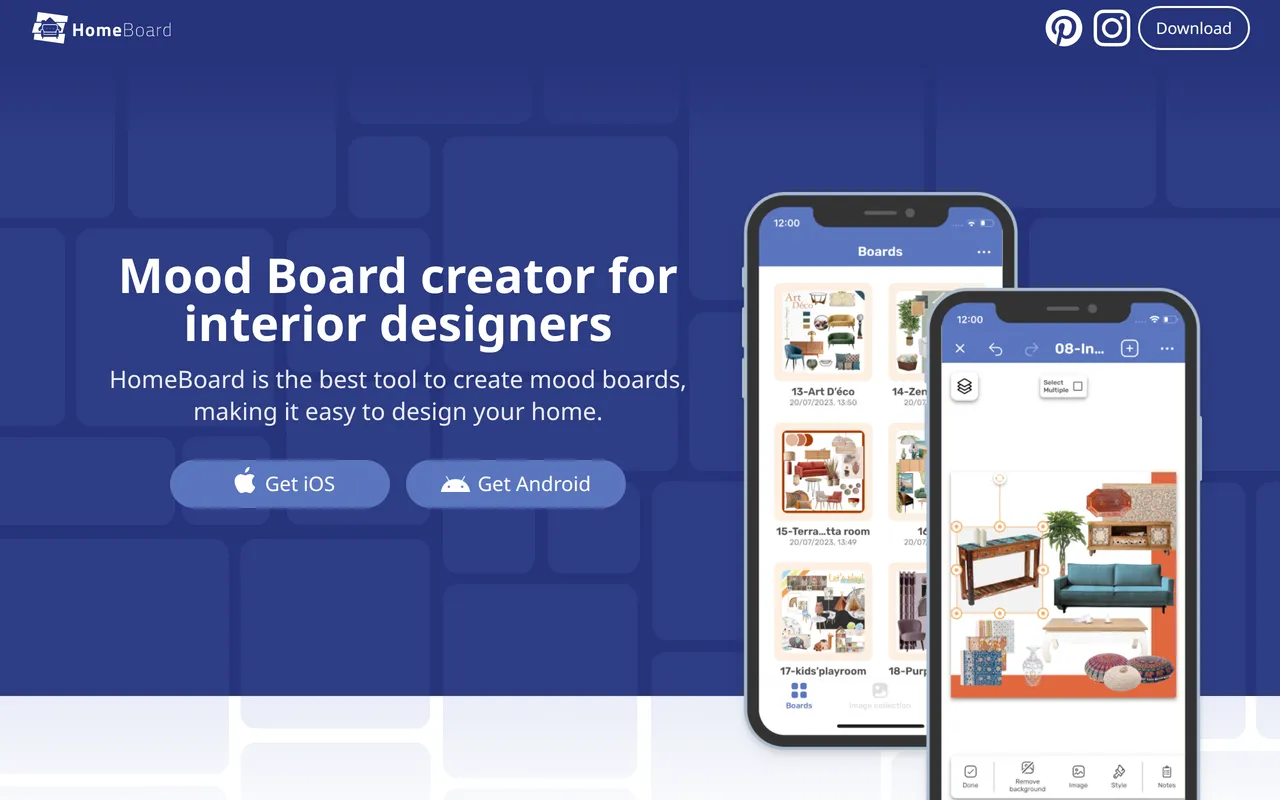 HomeBoard home page screenshot