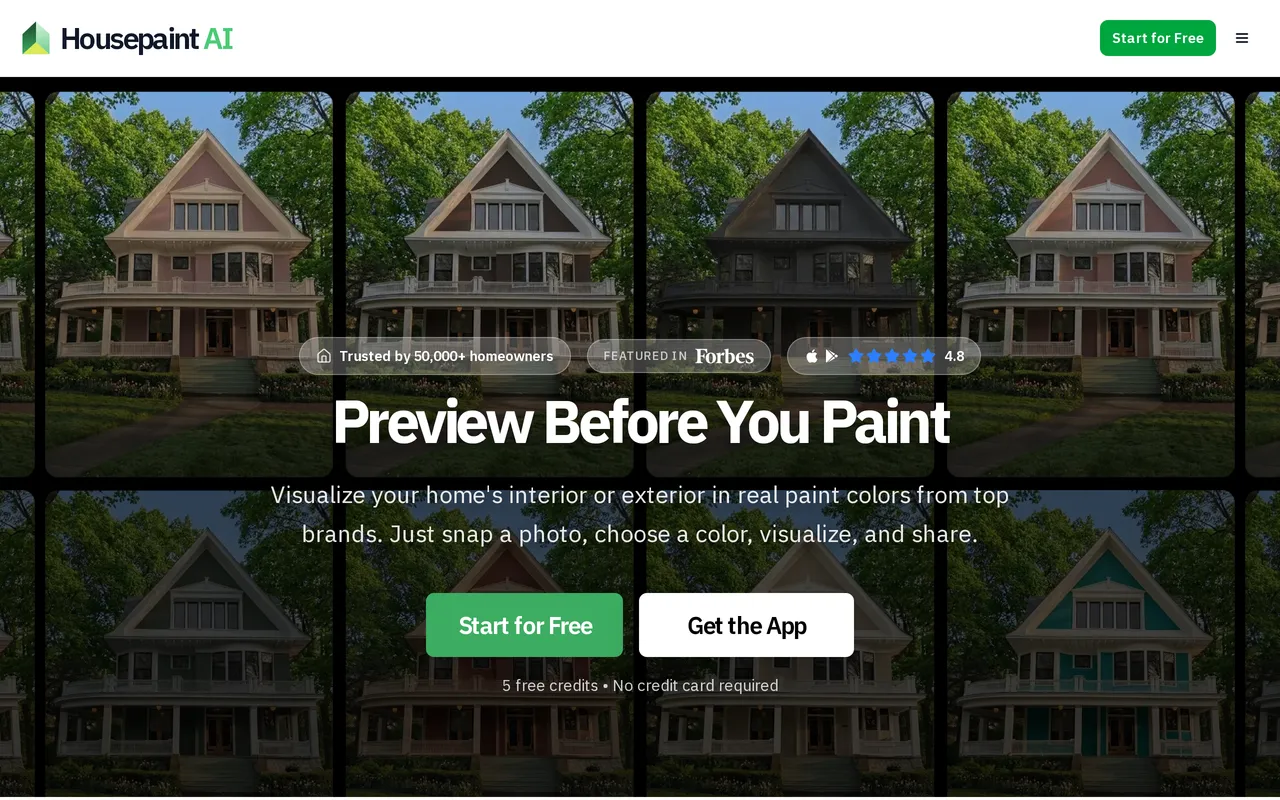 Housepaint AI home page screenshot