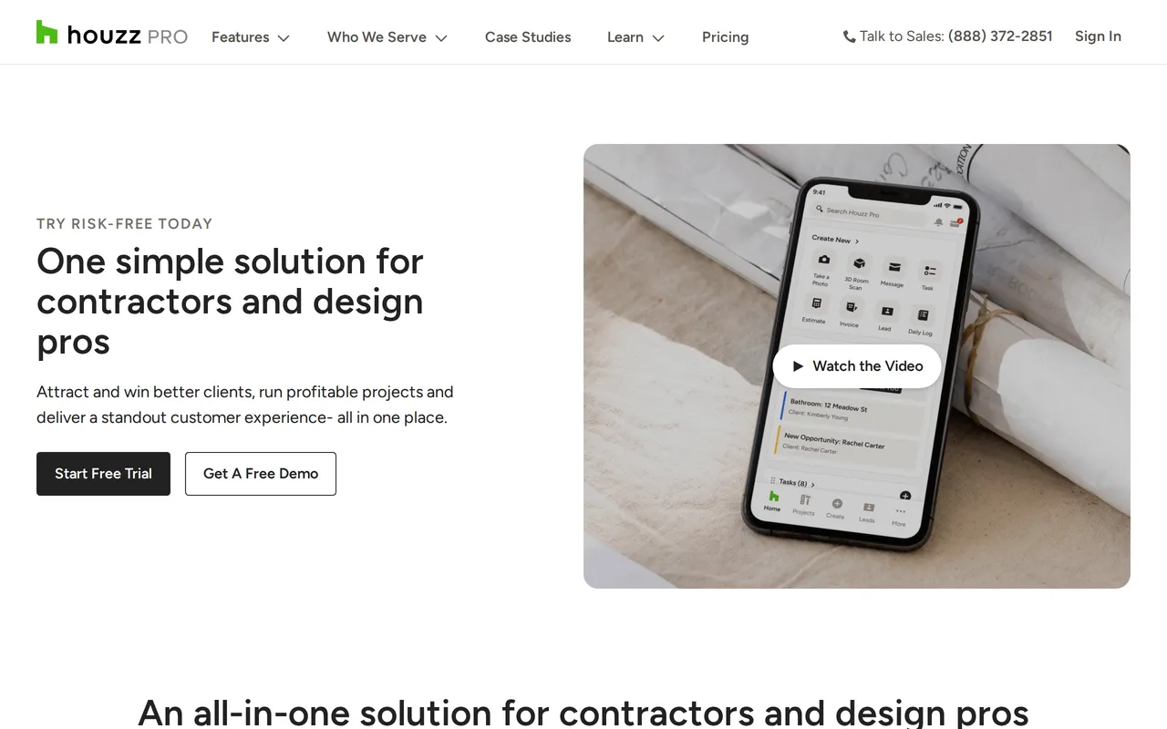 Houzz Pro 3D Floor Planner home page screenshot