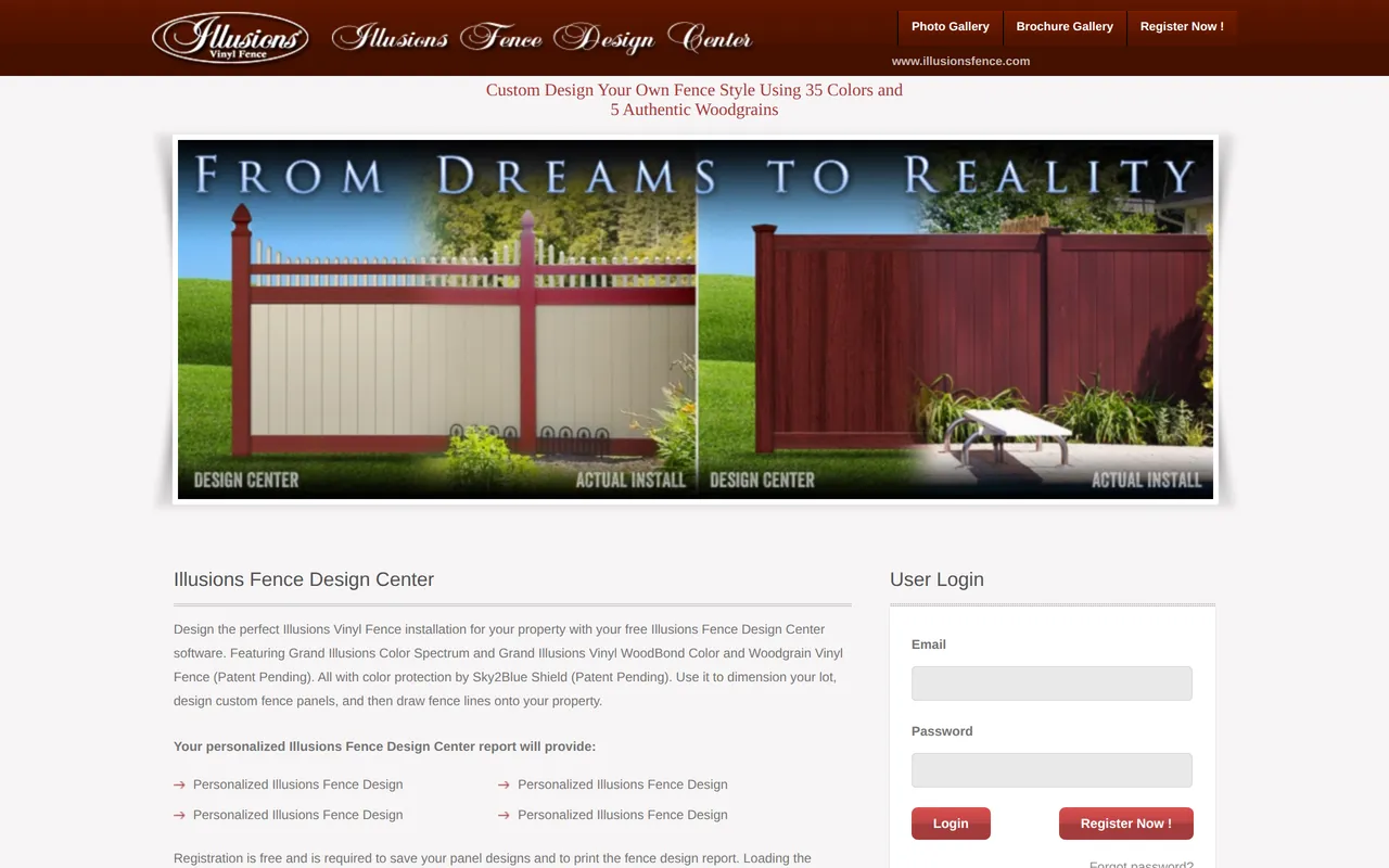 Illusions Fence Design Center home page screenshot