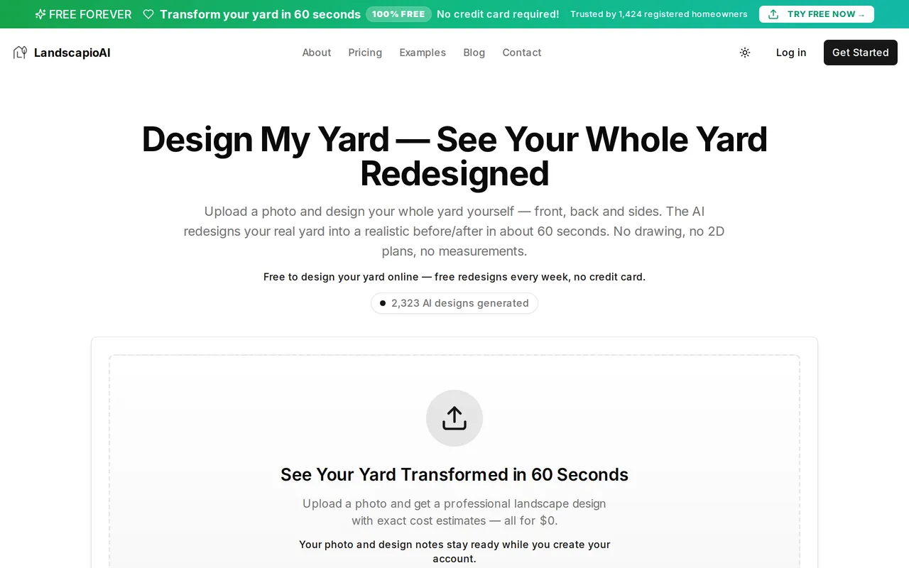 Landscapio home page screenshot