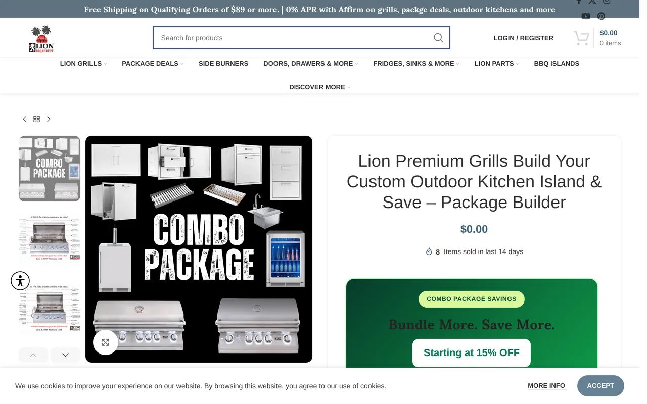 Lion Outdoor Kitchen 3D Designer home page screenshot