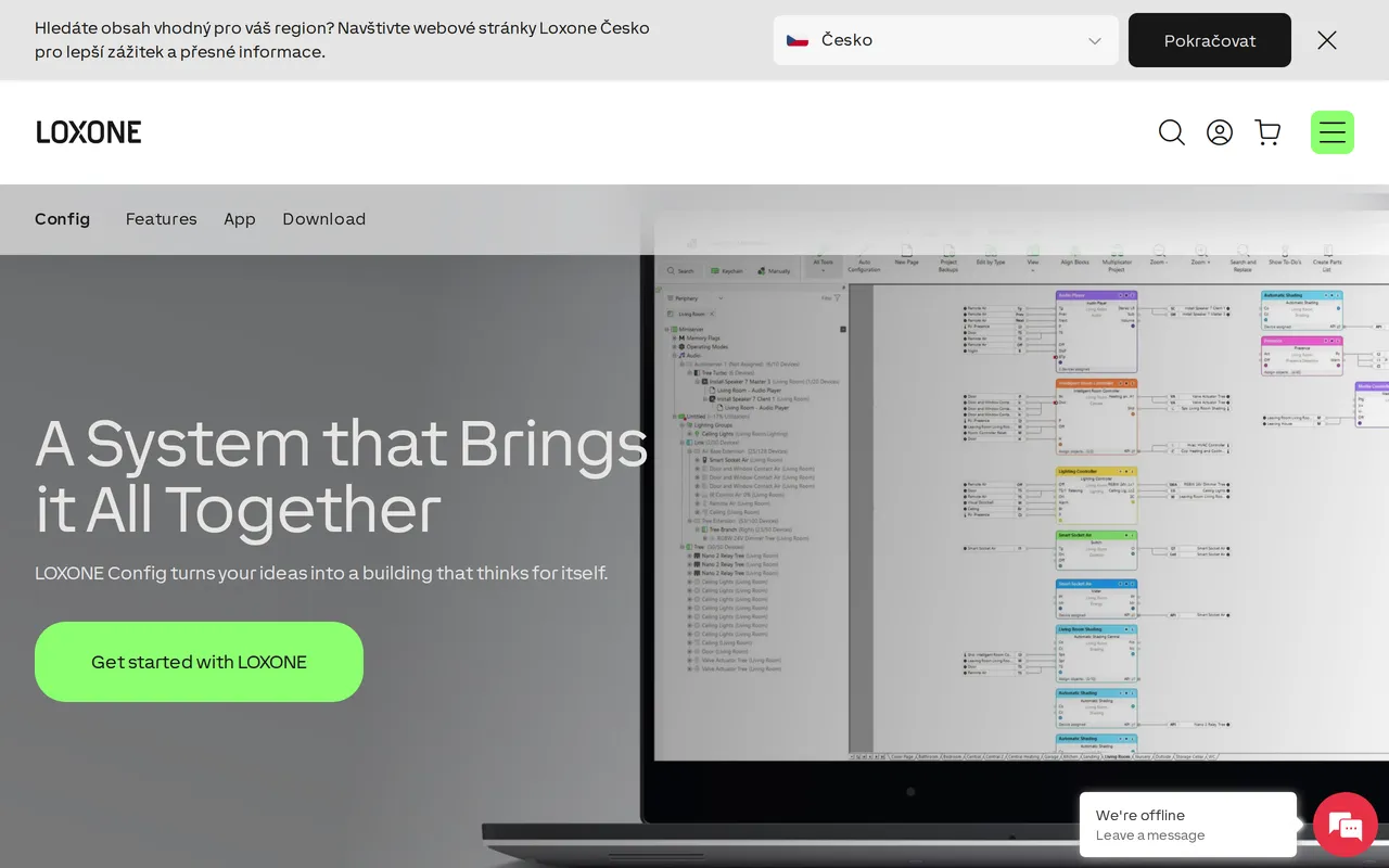 LOXONE Config home page screenshot