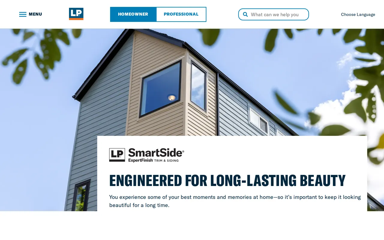 LP SmartSide Home Visualizer home page screenshot