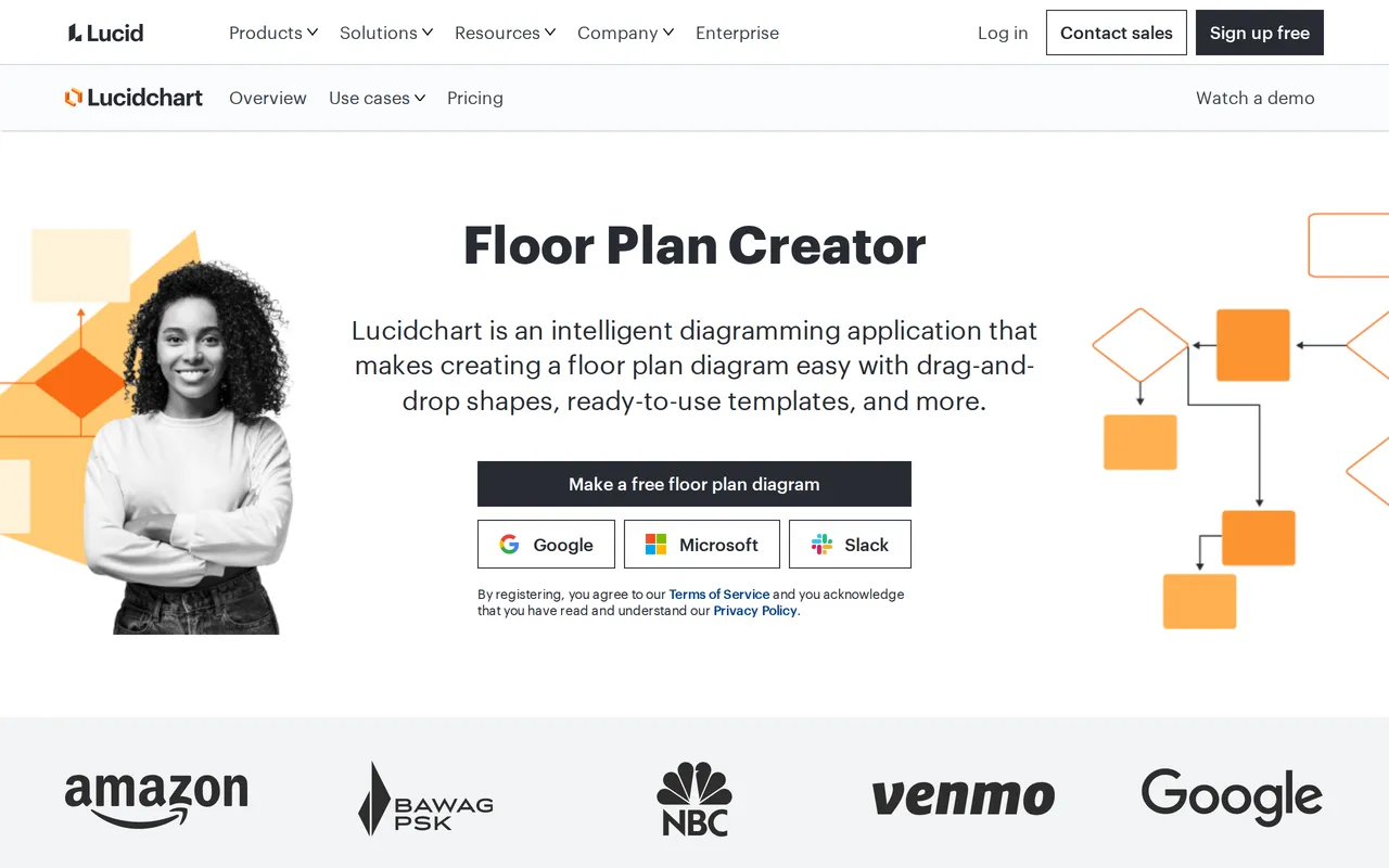 Lucidchart Floor Plans home page screenshot
