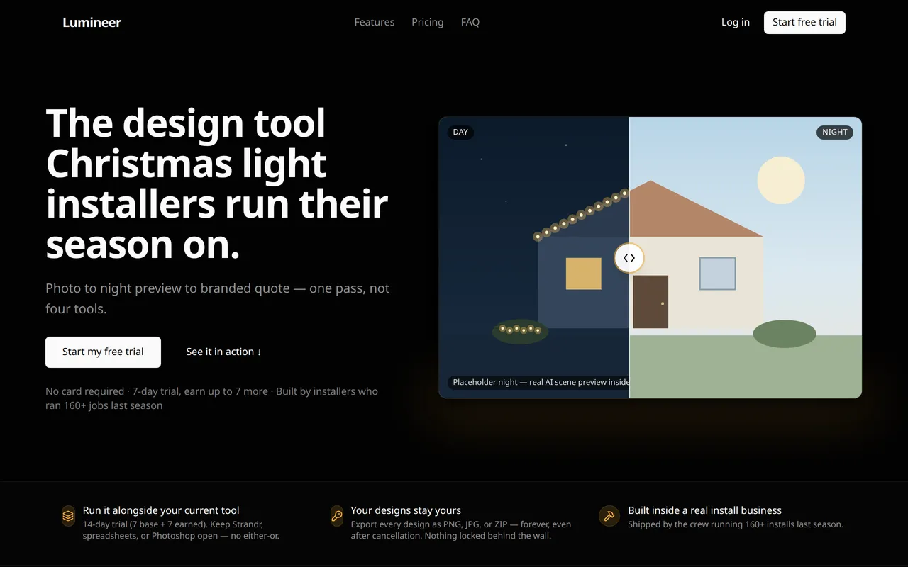 Lumineer home page screenshot