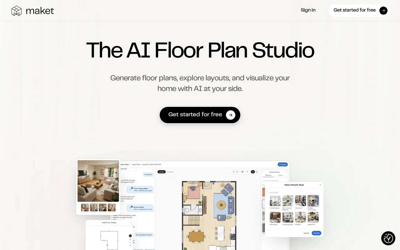 Maket home page screenshot