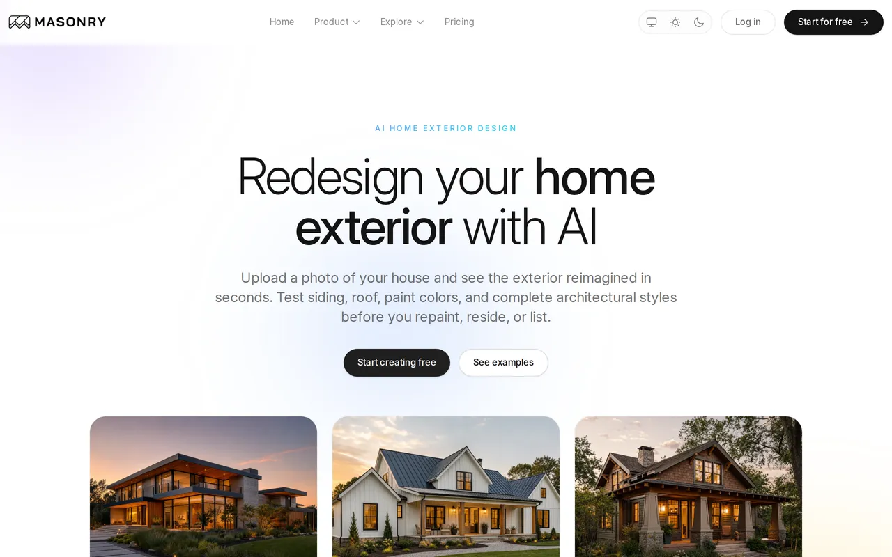 Masonry AI home page screenshot