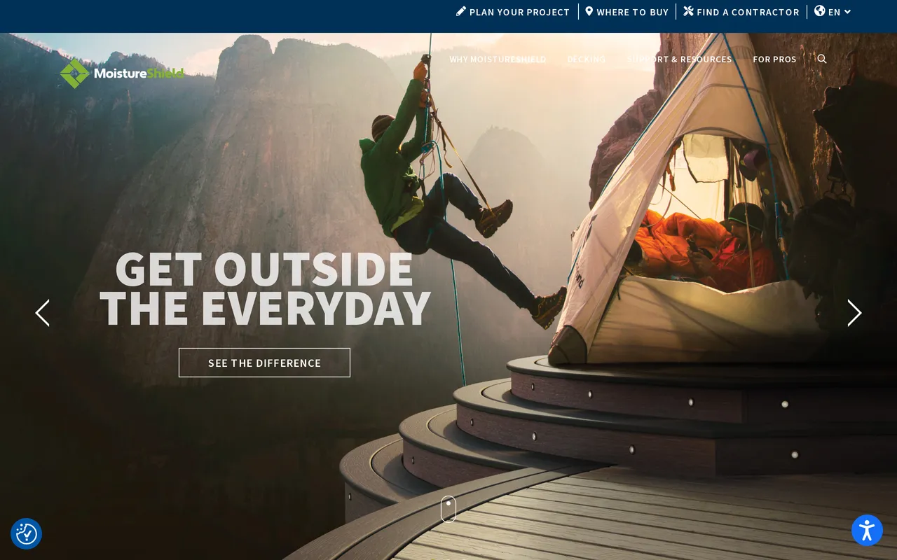 MoistureShield Outdoor Project Hub home page screenshot