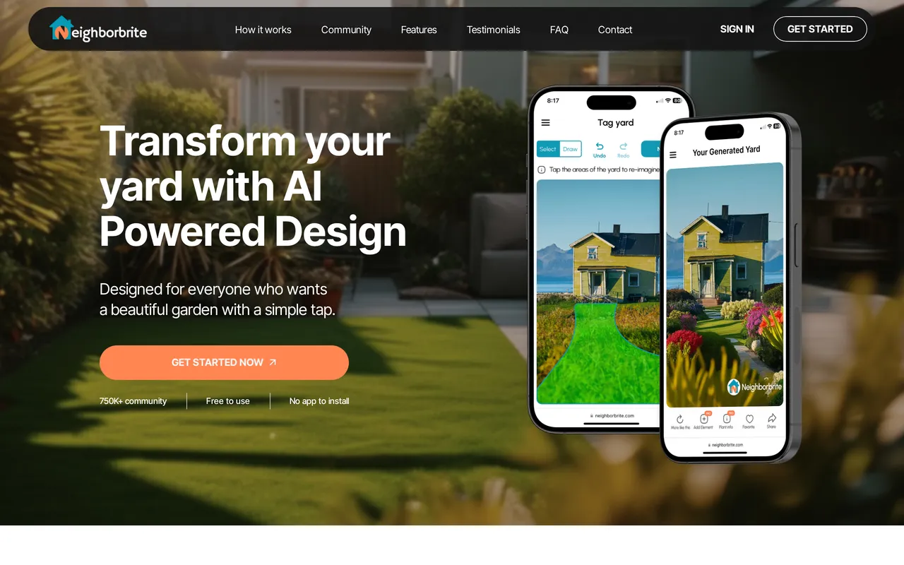 Neighborbrite home page screenshot