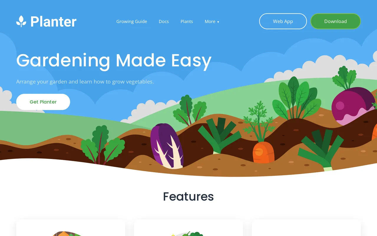 Planter home page screenshot