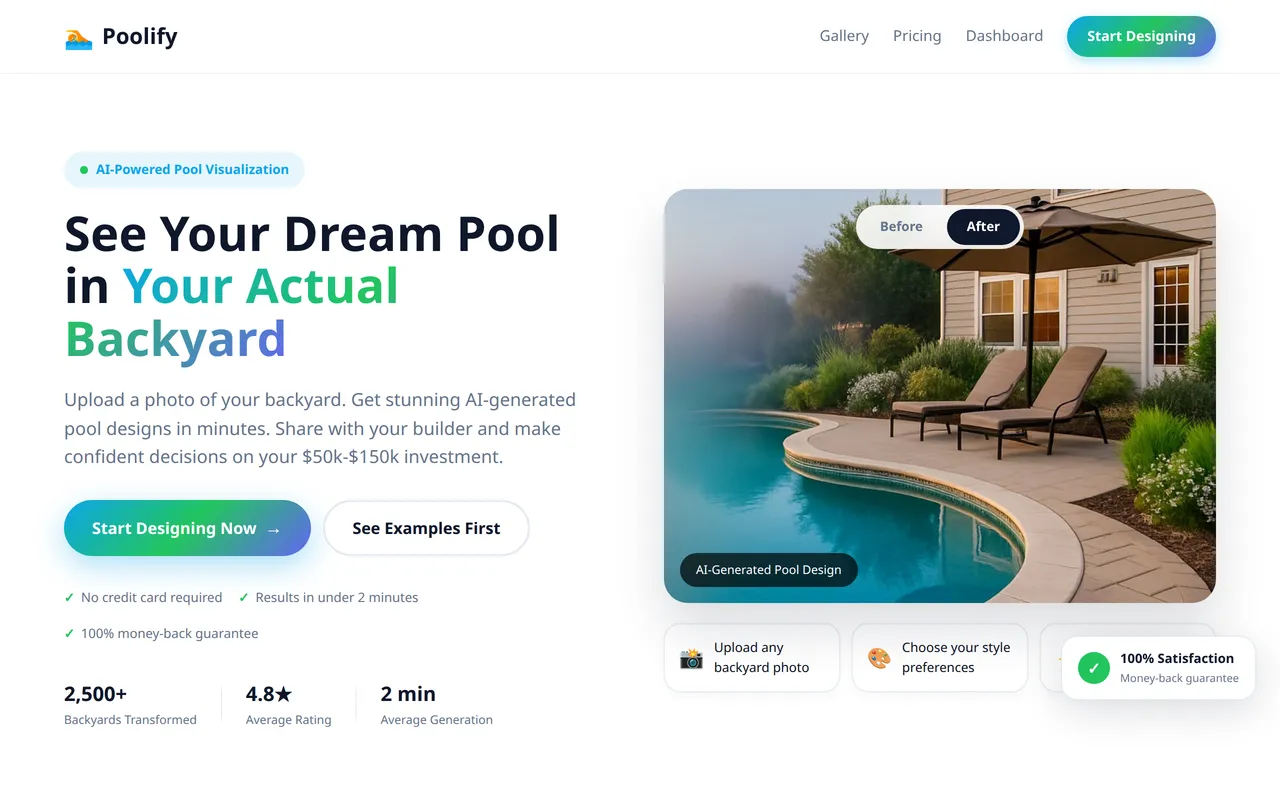 Poolify home page screenshot