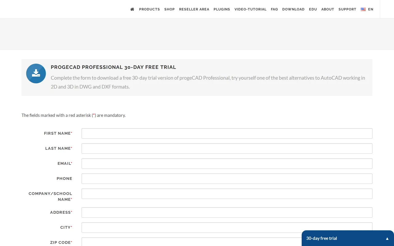 progeCAD Professional home page screenshot