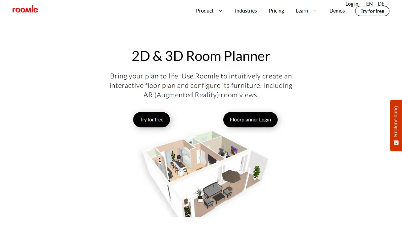 Roomle home page screenshot