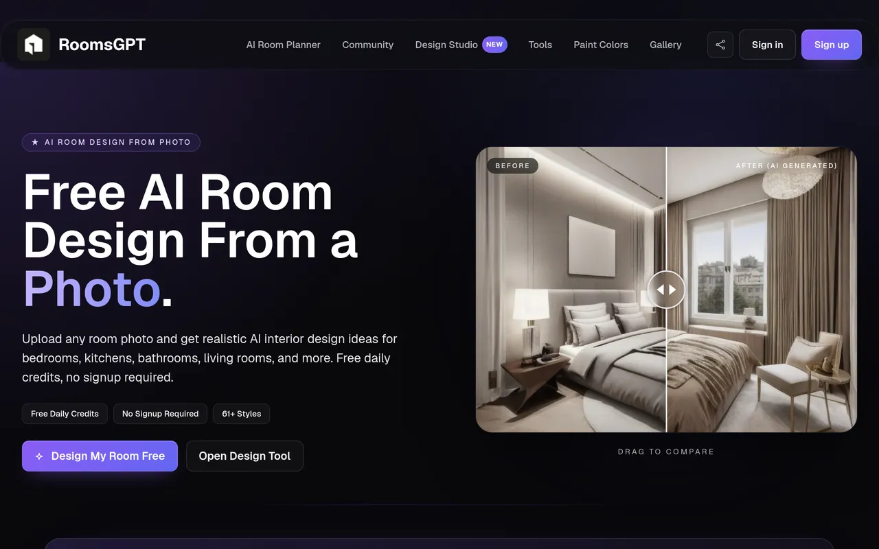 RoomsGPT home page screenshot