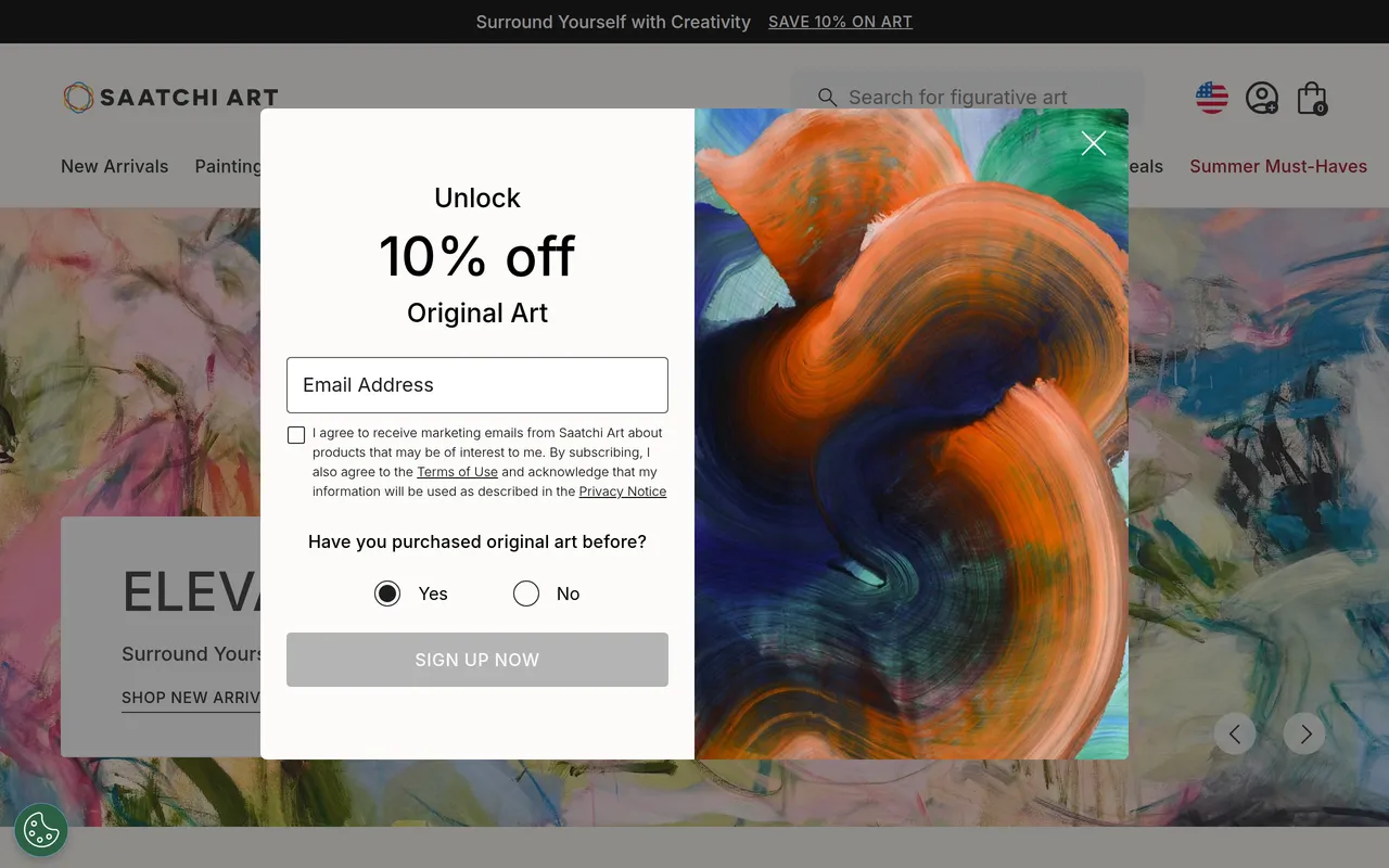 Saatchi Art View in a Room home page screenshot