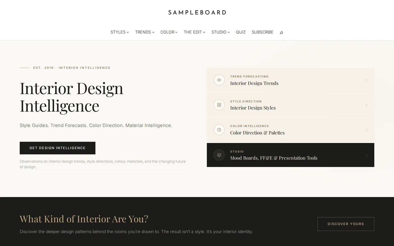 SampleBoard home page screenshot