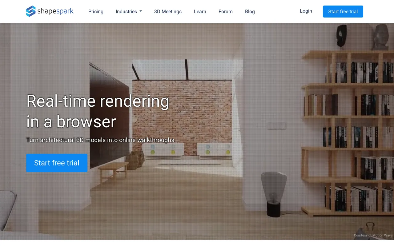 Shapespark home page screenshot