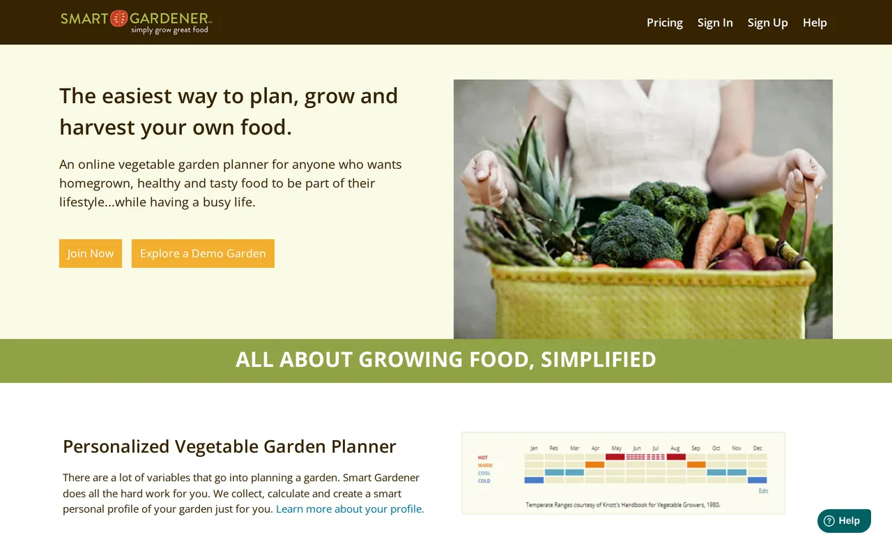 Smart Gardener home page screenshot