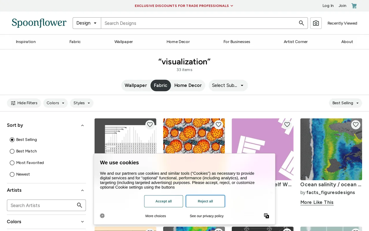 Spoonflower Design Preview home page screenshot