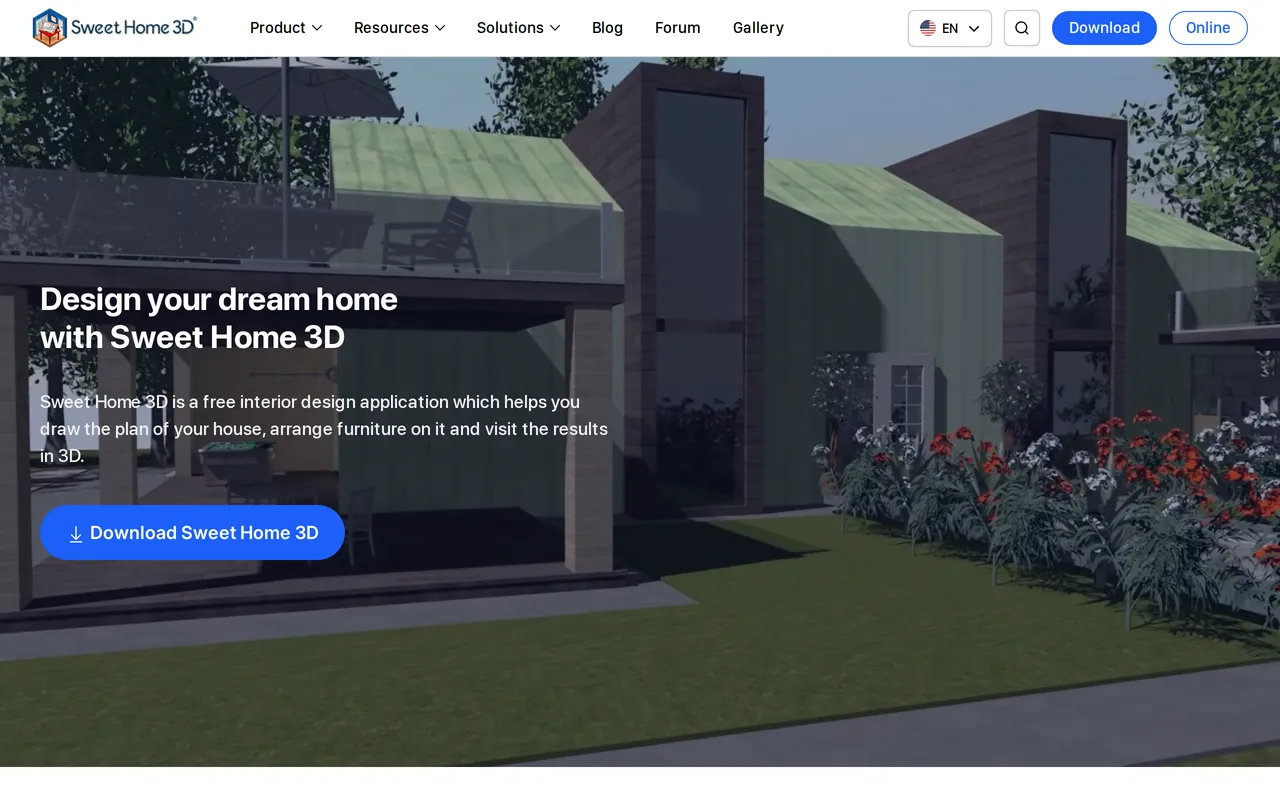 Sweet Home 3D home page screenshot