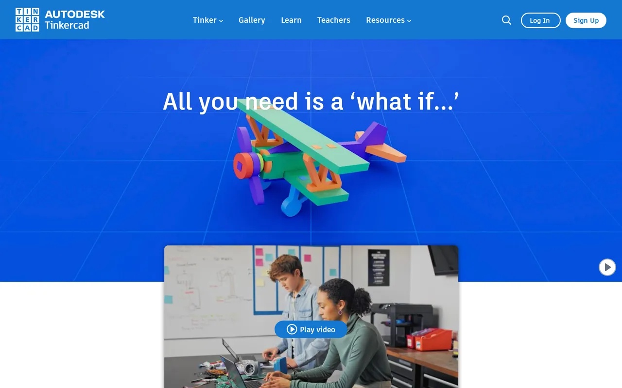 Tinkercad home page screenshot