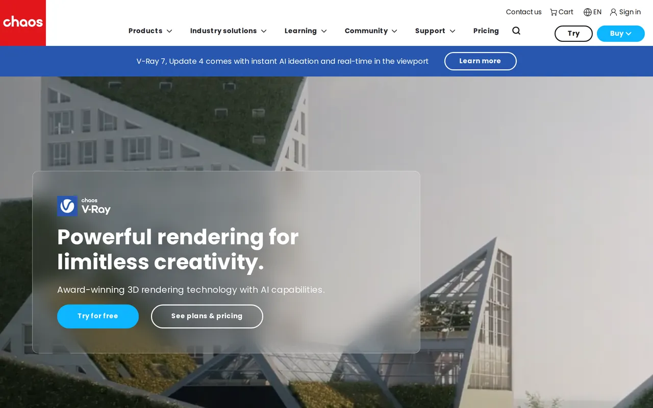 V-Ray home page screenshot