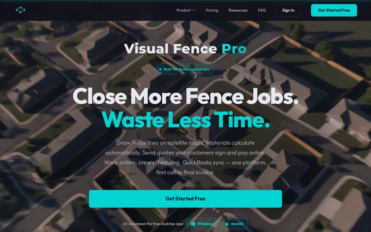 Visual Fence Pro home page screenshot