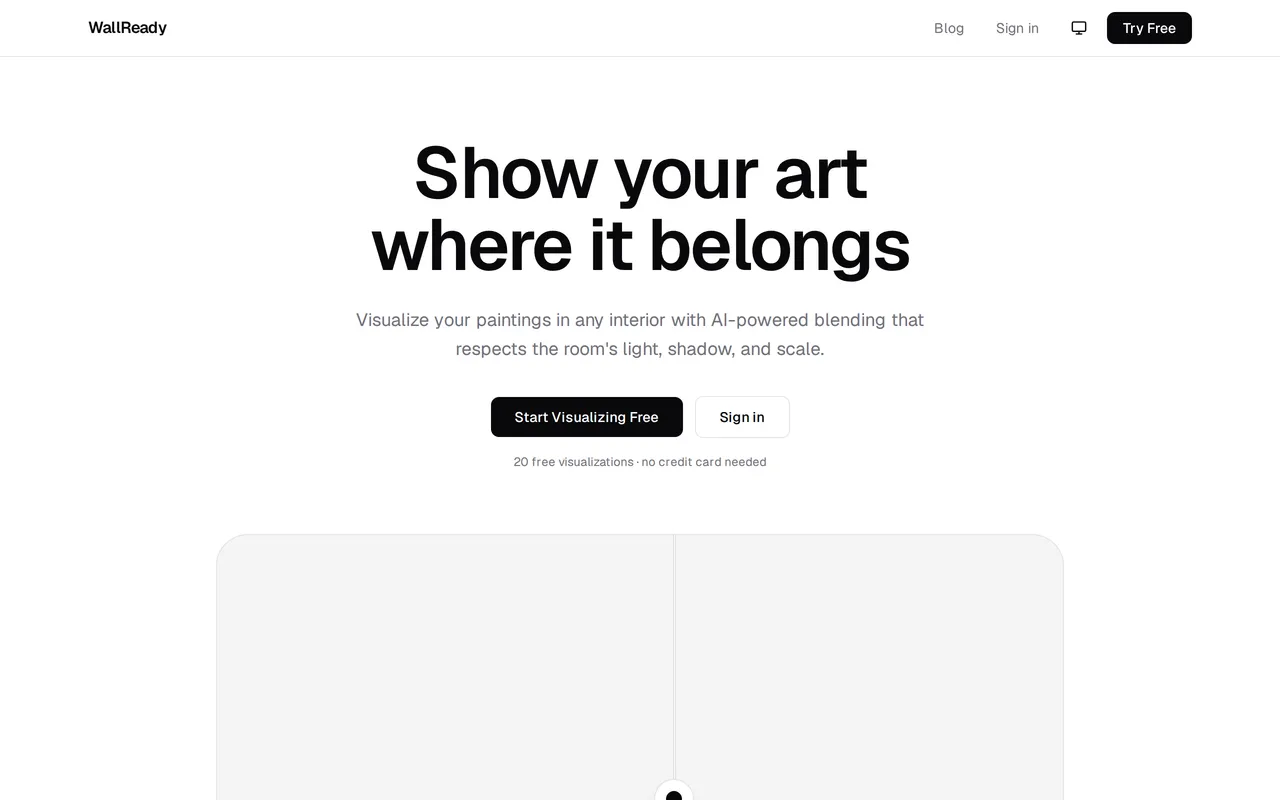 WallReady home page screenshot